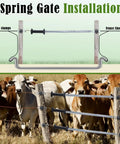 Cattle behind Two Pack Electric Fence Gate Kit With Spring Handles And Screw In Ring Insulators 16Ft setup