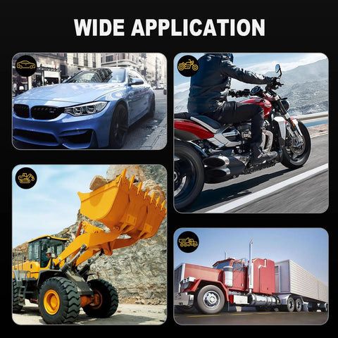 Wide application of Upgraded 3 To 72 Volt LED Digital Automotive Circuit Tester for cars, motorcycles, heavy machinery, trucks.