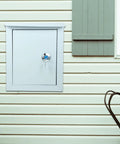 Tough As Nails Outdoor Waterproof Junction Box For Low Voltage Circuits, 250x300x160mm mounted on house wall.