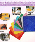 Front view of glitter acrylic sheets, 8x8 in, 1/8 in (3 mm) thick, 10 pcs in assorted colors