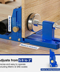 Pocket Hole Jig Kit For Five Eighths Inch To Two Inch Range, Adjustable Pocket Screw Jig System showing thickness measurement