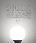 12 Pack G25 LED Vanity Bulbs 450 Lumens 5W Equal 40W Dimmable Globe Bulbs 5000K Daylight E26 Base For Bathroom Vanity Or Mirror UL Listed Easy Install lit showing 5000K 450 lumens text