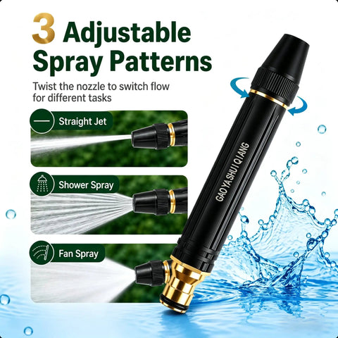 High Pressure Car Wash Water Gun With Adjustable Garden Hose Nozzle Beast Power Long Range Jet For Cars Patios And Driveways