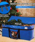 Giant 69 Gallon Extra Large Storage Bags Heavy Duty Moving Bags With Visible Window And Wrap Around Handles Blue 2 Pack Space Saving Totes Alternative To Moving Boxes shown with Christmas decor inside