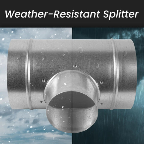Heavy Duty Galvanized Steel Four Inch Tee Shape Ducting Splitter Solid Ninety Degree Vent Adapter for HVAC systems