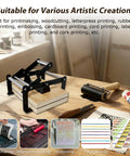 Versatile Hand Lever Linocut Printing Press With Rubber Roller And Felt Pad Handy for Linocut and Woodcut Projects on table