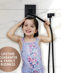 Child enjoying Rain Shower Head With Handheld Spray For High Pressure Waterfall Flow, Large Rain Showerhead With Balanced Water Temperature
