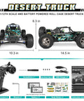 Front and side view of 1 12 Scale 4x4 RC Truck With Upgraded 550 Motor For 42 KMH High Speed Electric Off Road Buggy RTR Desert