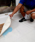 Stay Put Canvas Plus Drop Cloth 6 Ft By 8 Ft Ultra Slip Resistant Backing Leak Resistant to Paints and Stains protection in use