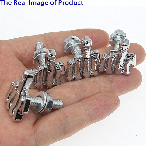 Finger Style Stainless Steel License Plate Bolts Kit 4 Pcs For Motorcycle Chopper Dope Windshield Trim Car Tag Frame Universal Replacement