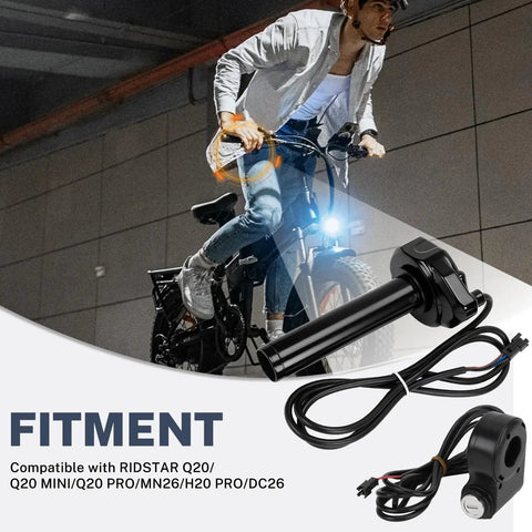 Full Twist Throttle With Key Ignition For Ridstar Q20 Surron Waterproof Ebike Grip Kit Fits 22Mm Handlebars And 24V To 72V Systems 3 Pin Connector For Electric Dirt Bikes Scooters And Mountain Bikes