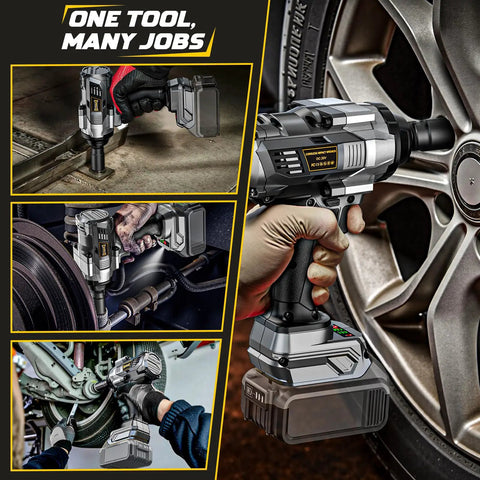 Diytoolifz Brushless 1/2 Inch Cordless Impact Wrench Compatible With Dewalt 20V. High Torque Driver With Led Light, Variable Speed, 4 Gear Control. Bare Tool Only No Battery Included For Heavy Duty Auto Repair Jobs