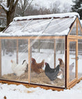 Crystal Clear Waterproof Tarp 4x6 Feet Extra Thick 8 Mil Vinyl UV Resistant covering a chicken coop in winter snow.