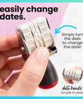 Premium Rubber Line Dater Stamp Built Different With Metal And Plastic Body Featuring Crisp 4mm Width Marking And Ten Year Range for easy date changes.