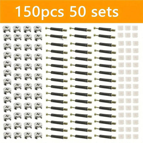 Cam Screws For Furniture Quick Mount 3 In 1 Fastener Set With Smooth Finish Industrial Hardware 50 sets image