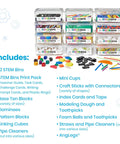 Must-Have STEM Bins Classroom Kit By Brooke Brown Set Of 12 with labeled bins and manipulatives for hands-on activities.