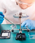 Technician using 60/40 Lead Tin Solder Wire With Rosin Flux Core, 0.5mm, 50g Spool For Electronics And Stained Glass Soldering