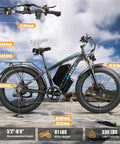 Side view of Beast 9000W Peak Dual Motor Ebike For Adults With 24 Inch Fat Tires Blue Finish on rocky terrain