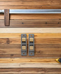 Top Tier Two Pack Stainless Steel Sliding Window Roller Assembly With Double Wheel Bearing And Hella Smooth Track Glide For Heavy Duty Glass Doors Built Different on wooden background.