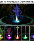 12W Solar Fountain Pump With Battery Backup And Remote RGB LED Lights Floating Solar Water Fountain in garden