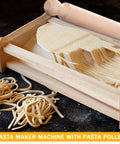 Chitarra Cutter Pasta Maker With Rolling Pin, guitar board for spaghetti, wood finish and stainless steel strings cutting pasta.