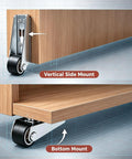 Bulletproof Heavy Duty Vertical Track Roller Wheel Zero Wiggle Anti Shake Door Guidance System For Smooth Gliding Barn Doors Cabinet Runners Wood Furniture Panels Two Pack showing vertical and bottom mount options.