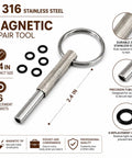 Oval Security Bit Magnetic Repair Tool In 316 Stainless Steel, 2.4 Inch with 6 Replacement Gaskets for espresso machines