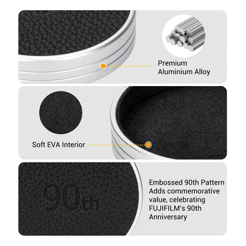 Leather Lens Cap For Insta Mini Evo Camera, Aluminum Anti Dust Anti Scratches Lightweight Lens Cover With Soft EVA Interior