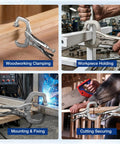 Image showing a 6 Inch Locking C Clamp With Swivel Pads Heavy Duty Adjustable Vise Grip Pliers Welding Clamp in use for various tasks