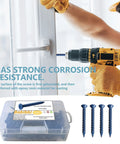 Using One Quarter By One And A Quarter Inch Flat Head Concrete Screws 100 Pack For Masonry Anchors In Concrete Brick Or Block High And Low Thread Carbon Steel 1022A in white door installation
