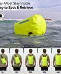 Floating Waterproof Dry Bag Backpack 40L For Kayaking Rafting Boating Swimming Camping And Fishing Roll Top Sack, yellow in water