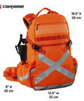 Hi Vis Orange Safety Backpack With Reflective Panels, Adjustable Hard Hat Holder, Bottle Holders, And Hydration Reservoir Compartment
