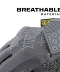 Close-up of grey Box Cutter Gloves With Cut Resistant Grip For Construction, Woodworking And Home Improvement, showing breathable material.