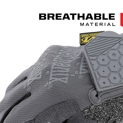 Close-up of grey Box Cutter Gloves With Cut Resistant Grip For Construction, Woodworking And Home Improvement, showing breathable material.