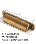 20 Pack Antique Brass Cabinet Cup Pulls Set With 3 Inch Center Retro Vibe Vintage Drawer Handles And Knobs dimensions