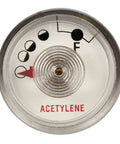 AG-1 Regulator Gauge Only For Air And Acetylene, white finish, top view of gauge face showing pressure indicators for acetylene.