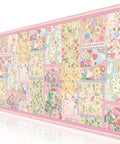 Pink Floral XXL Desk Pad For Keyboard And Mouse Extended 35.4 By 15.7 Inches Anti Slip Big Mouse Pad With Stitched Edges