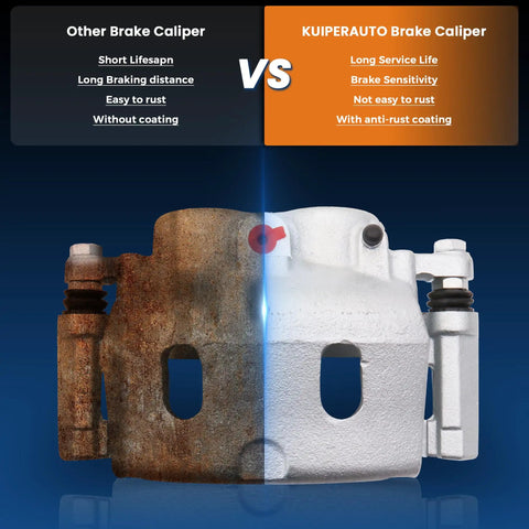 Comparison of worn versus new Two Pack Front Disc Brake Caliper Assembly With Bracket For Chevy Avalanche Silverado 1500