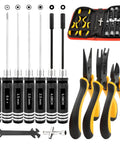 All In One 12 Piece RC Car Repair Tool Kit With Hex Screwdrivers Pliers Wrenches Nut Drivers And Phillips And Flat Screwdrivers For RC Cars Drones Helicopters Planes And Boats Pro Grade Turnbuckle Wrenches And Locknut Sleeve Included displayed with tools and case