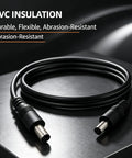 Big Rig 12V Male To Male Power Lead Featuring 5.5X2.1Mm Tips with 18AWG copper wire, showing PVC insulated connectors on black surface.