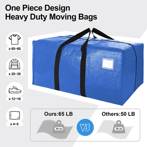 Heavy Duty Extra Large Moving Bags With Backpack Straps And Strong Zippers Space Saving Totes For Clothes Toys Bedding And More