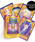 Solid Pocket Sized Oracle Card Deck Featuring Forty Four Guardian Angel Messages With Full Illustrated Guidebook Super Practical For Daily Spiritual Guidance Travel Friendly Divination Companion That Definitely Hits Different, showing colorful cards and box.