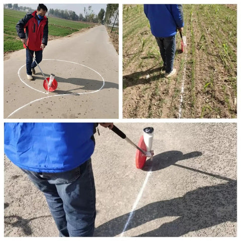 Smooth Operator Adjustable Line Marking Wheel Featuring A 1000Ml Chalk Tank And 31Cm Roller, Boasting A Telescopic Handle For Flawless Sports Field Layouts And Pavement Marking Jobs.