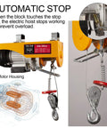 Electric Hoist 1320 Lbs Winch With Remote Control 110V Lift System featuring emergency stop switch and anti twist cable