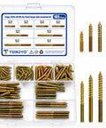 165 Piece M4 And M6 Zinc Plated Hanger Bolts Kit With Double Headed Self Tapping Dowels for DIY Furniture in assorted sizes