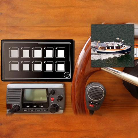Universal 10 Button Membrane Switch Panel With Bluetooth App Control, Backlit LED Touch Interface installed on boat