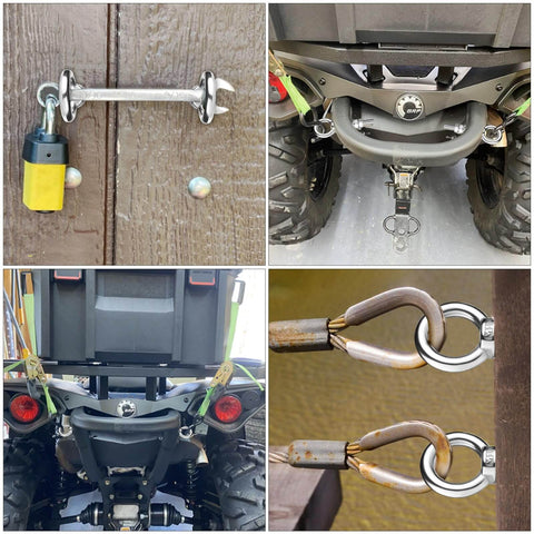 Heavy Duty Shoulder Eye Bolts 3 By 8 Inch Thread, 2.75 Inch Shaft, Premium Stainless Steel 304 With 2 Nuts And 1 Washer installed on ATV