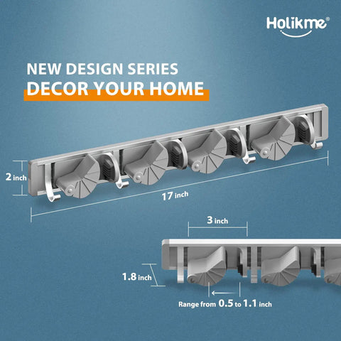 Wall Mount Mop Broom Organizer Rack With Four Slots And Four Hooks Heavy Duty Metal Tool Organizer For Home Kitchen Garage