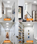 Six-Pack Ultra Bright Flush Mount LED Ceiling Lights 24W 2100 Lumens 5000K Daylight Slim White Fixtures in home interiors