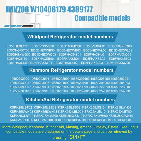 Beefed Up W10408179 Refrigerator Water Inlet Valve Replacement With 3 Water Lines One Inlet And Two Outlets For Whirlpool Kenmore Maytag Amana KitchenAid Ikea Refrigerators compatible models chart
